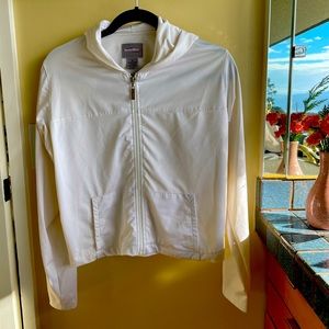 Crop white zip-up athletic hoodie: Bollé Sports